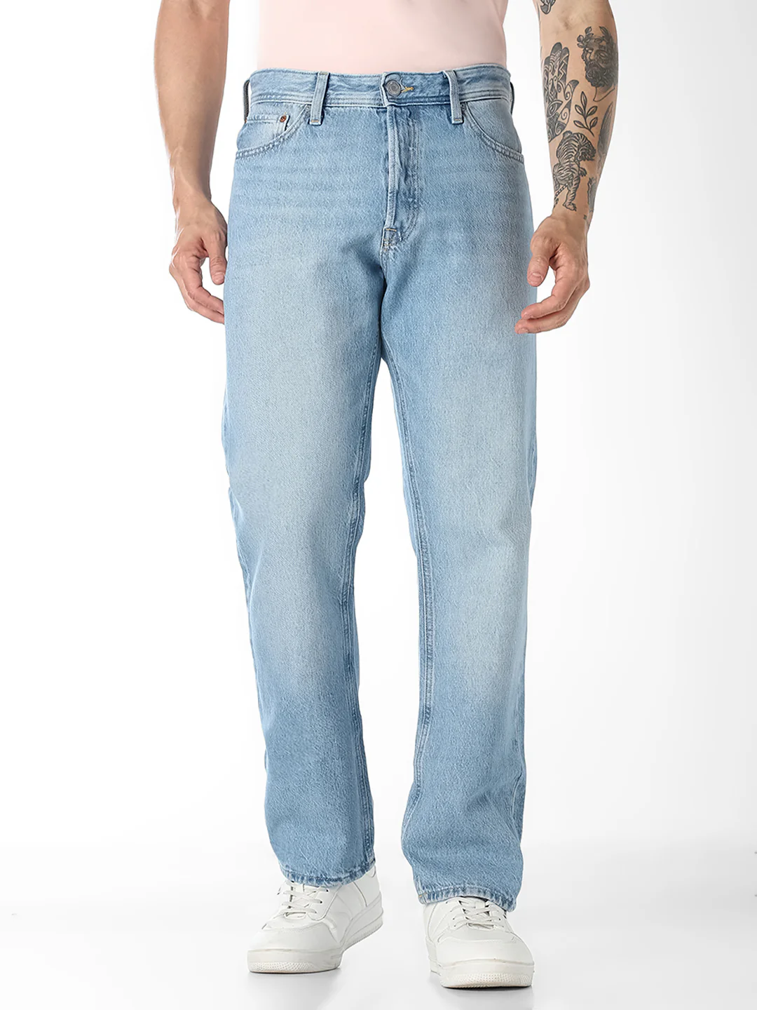 Straight Fit Low Rise Light Blue Denim Jeans
