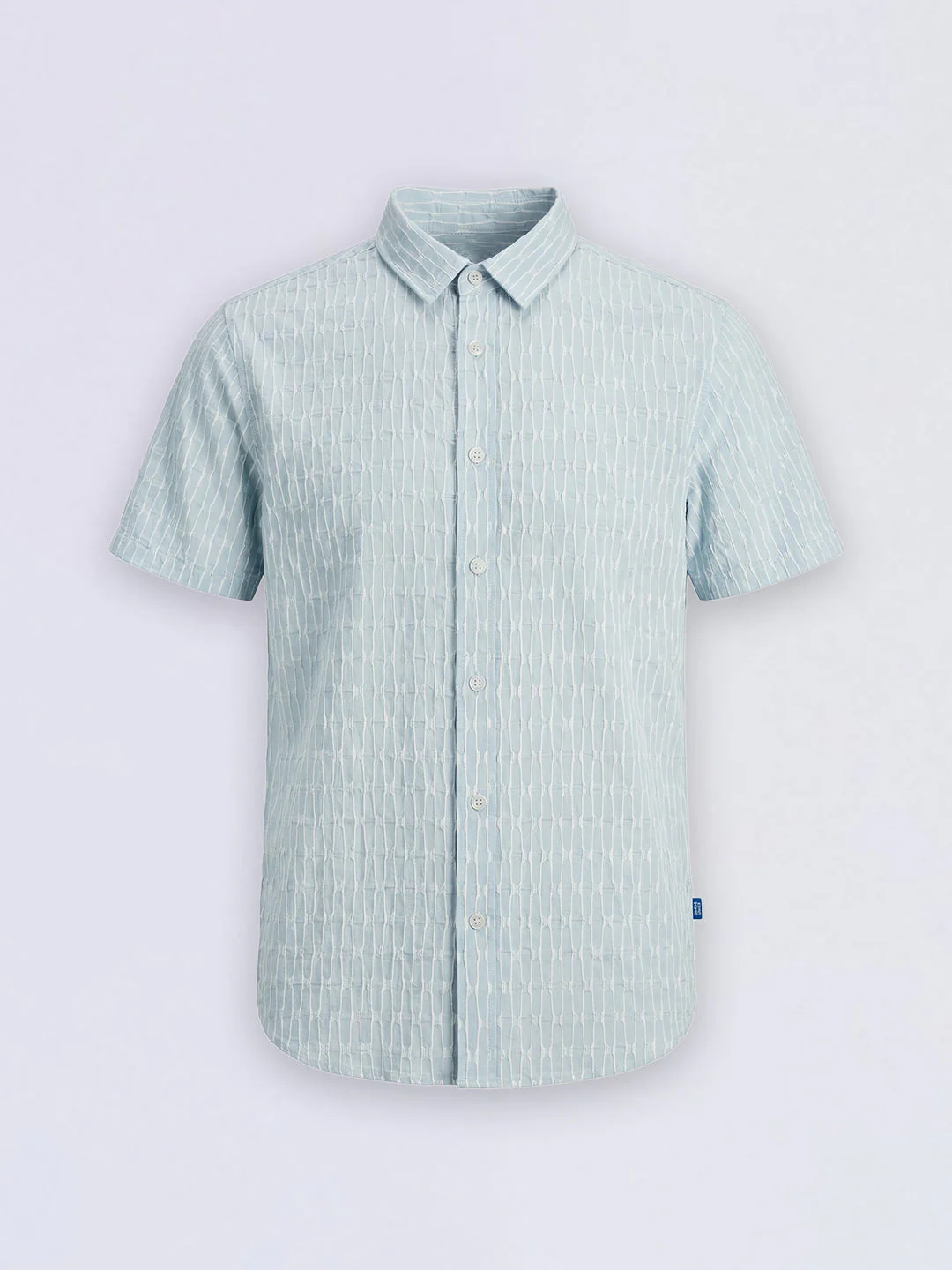 Boys Blue Dobby Short Sleeves Shirt - Image 2