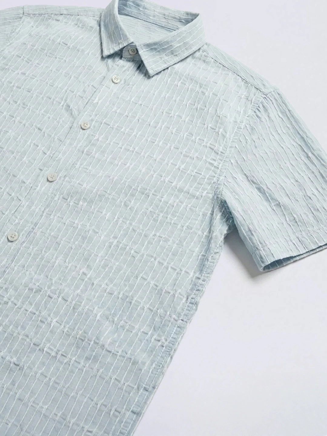 Boys Blue Dobby Short Sleeves Shirt - Image 4