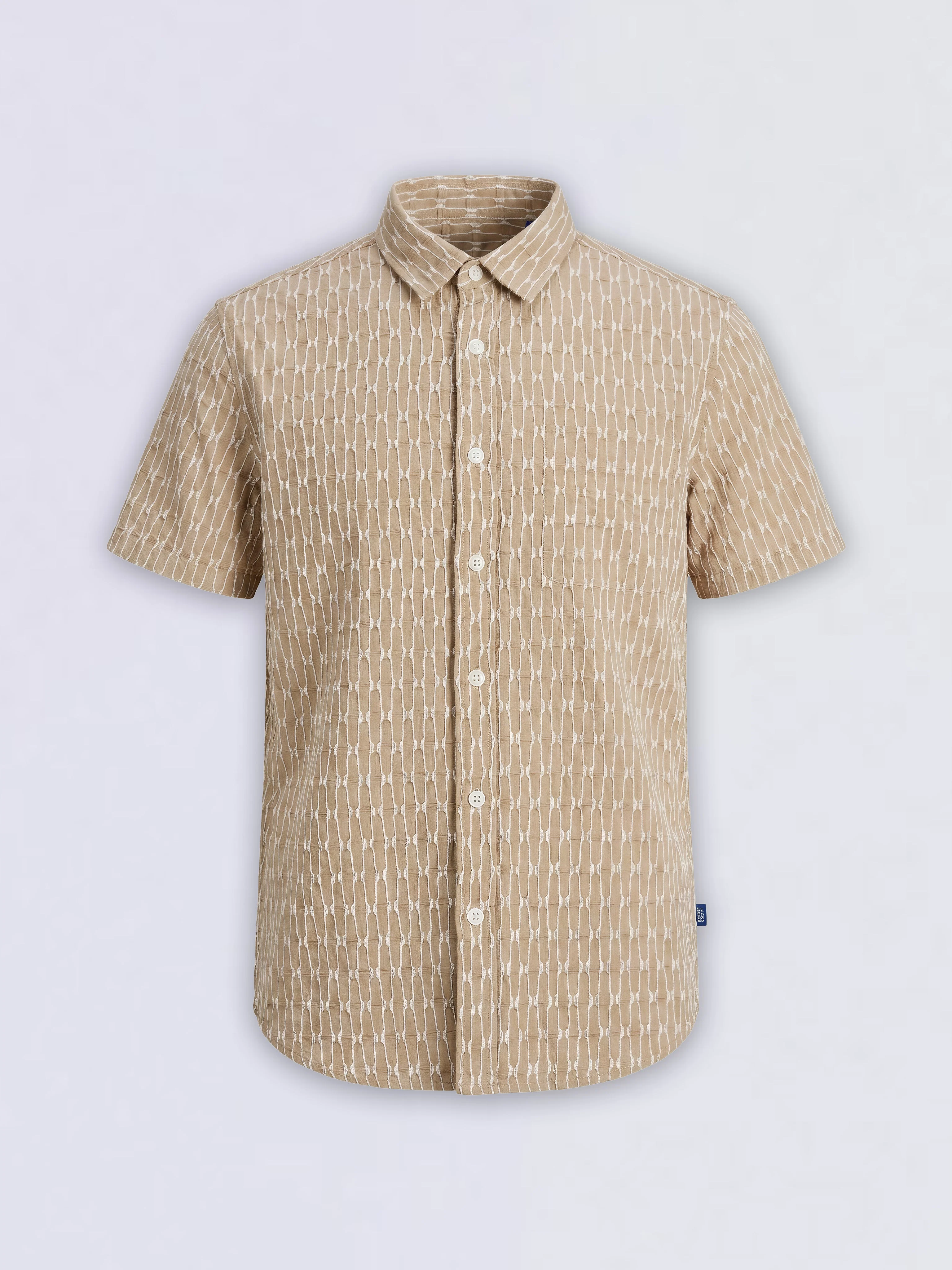 Boys Beige Dobby Short Sleeves Shirt - Image 2