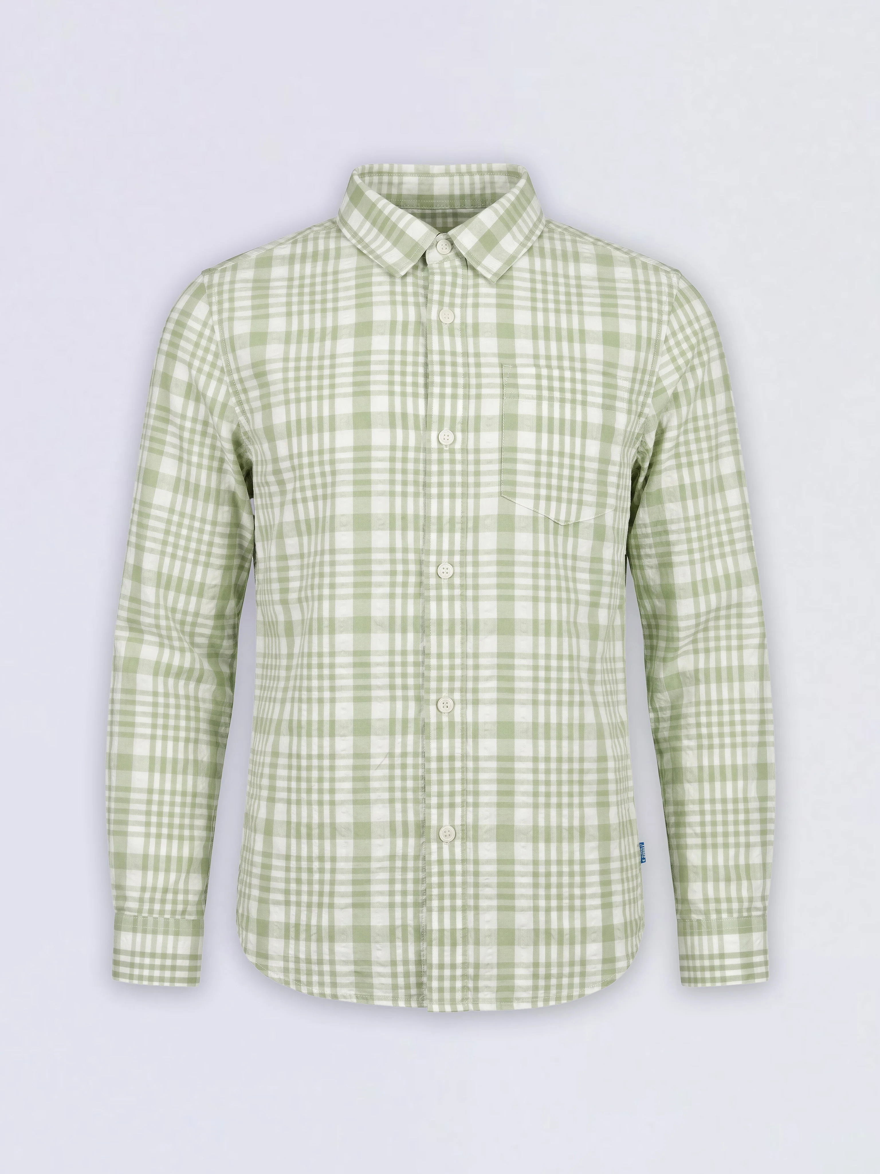 Boys Green Check Print Shirt - Image 2