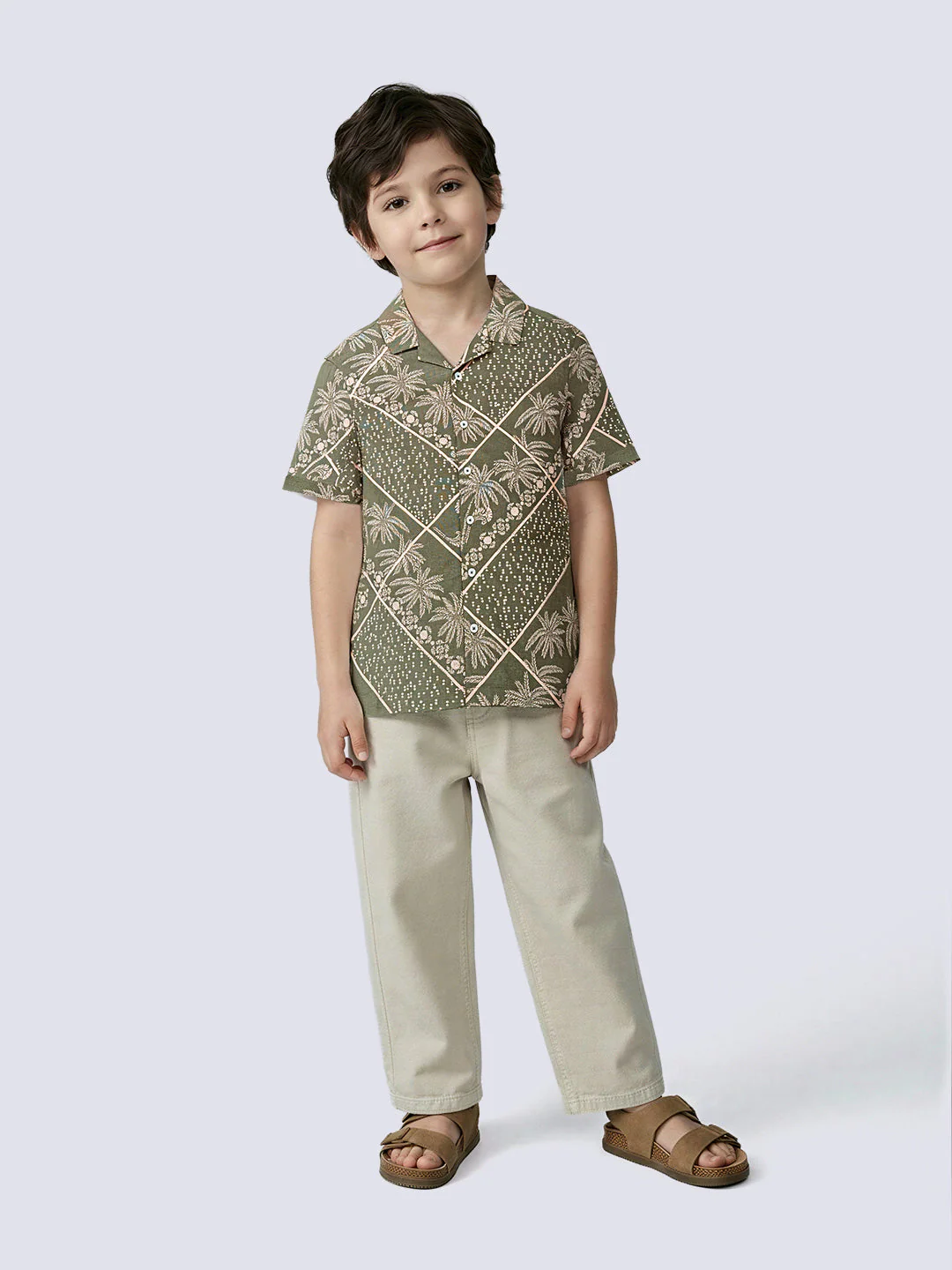 Boys Green Tropical Print Shirt - Image 5