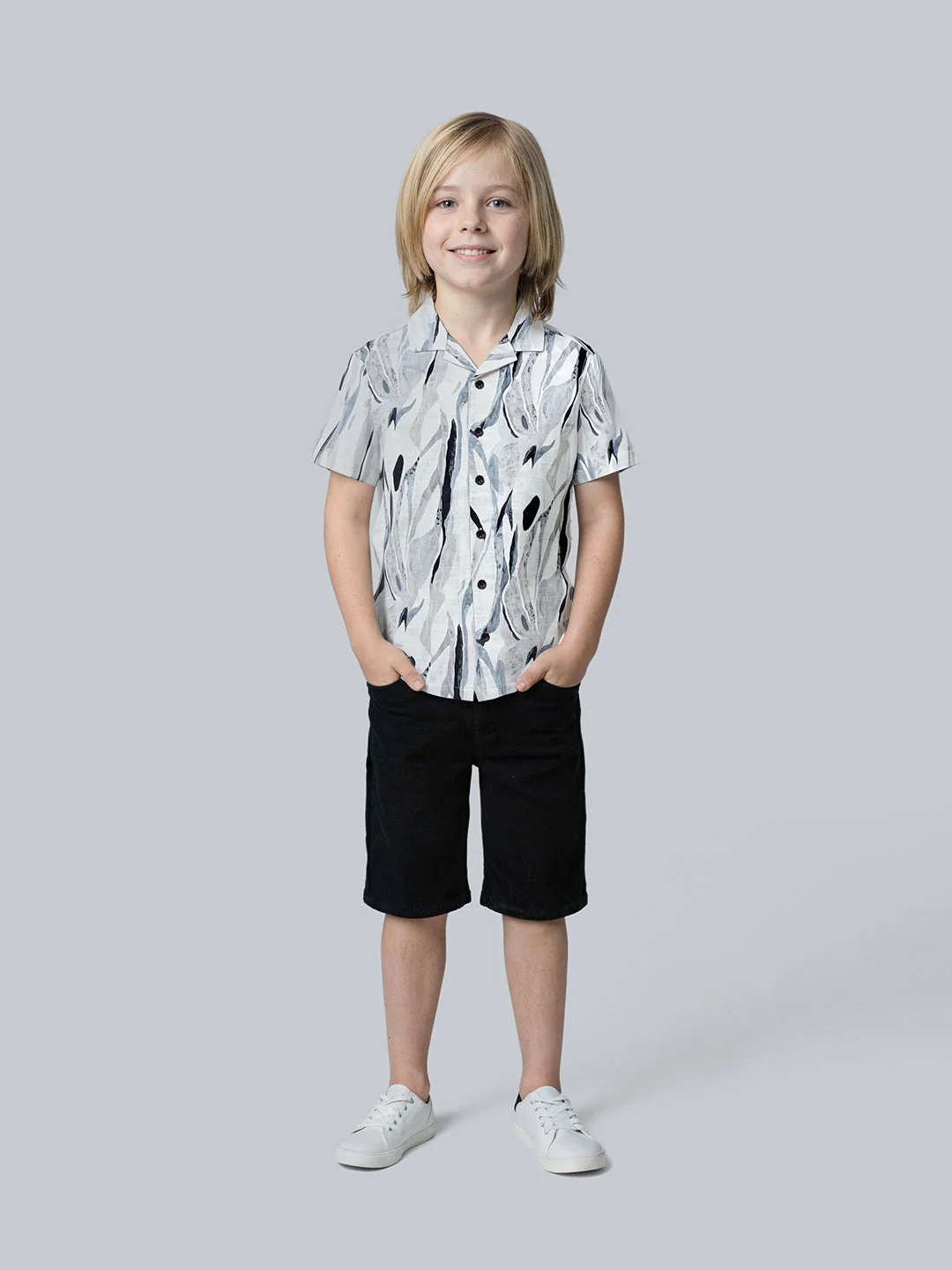 Boys Printed Resort Collar Shirt - Image 5