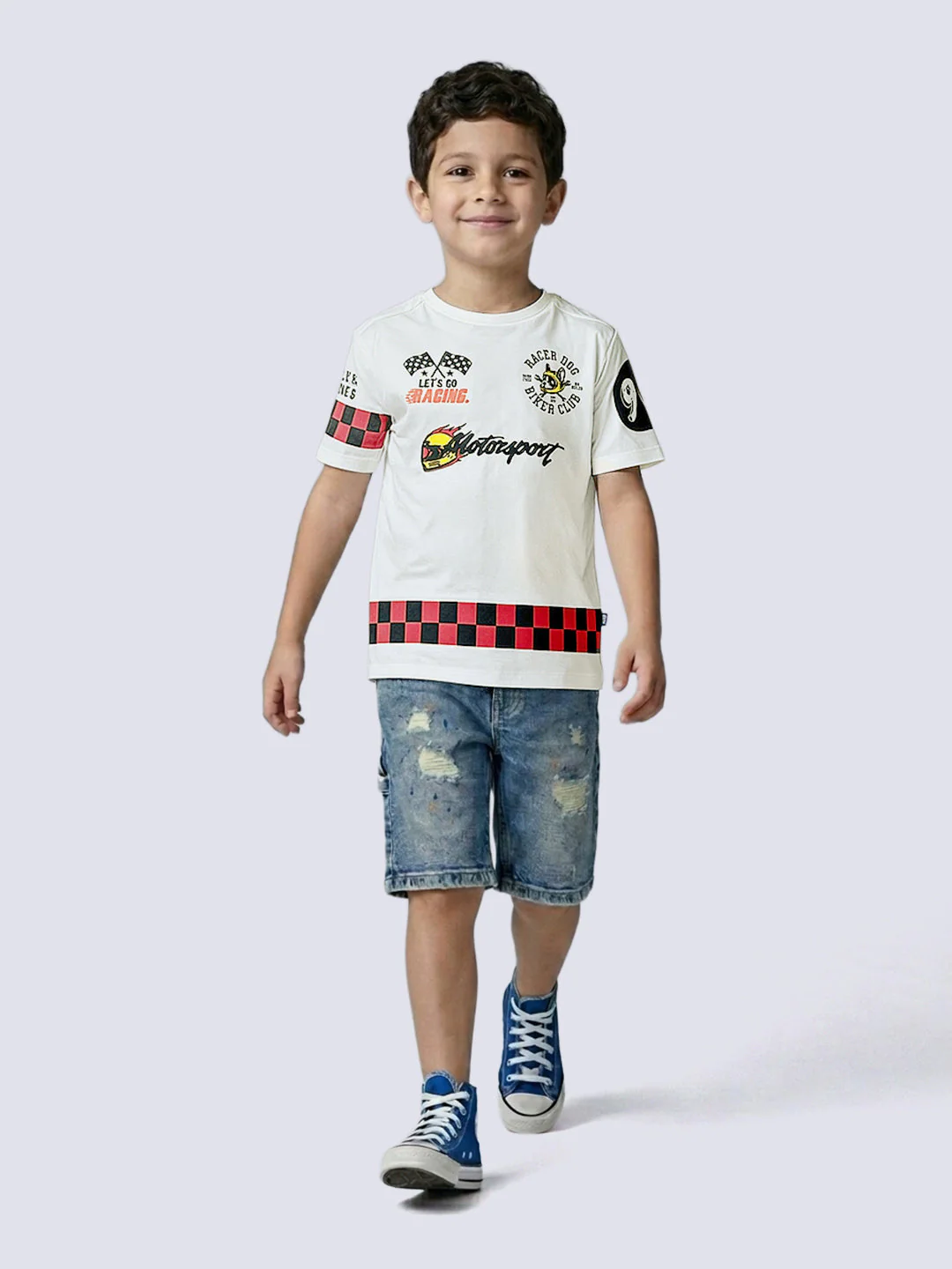 Boys Motorsport Inspired Oversized T-shirt - White - Image 5