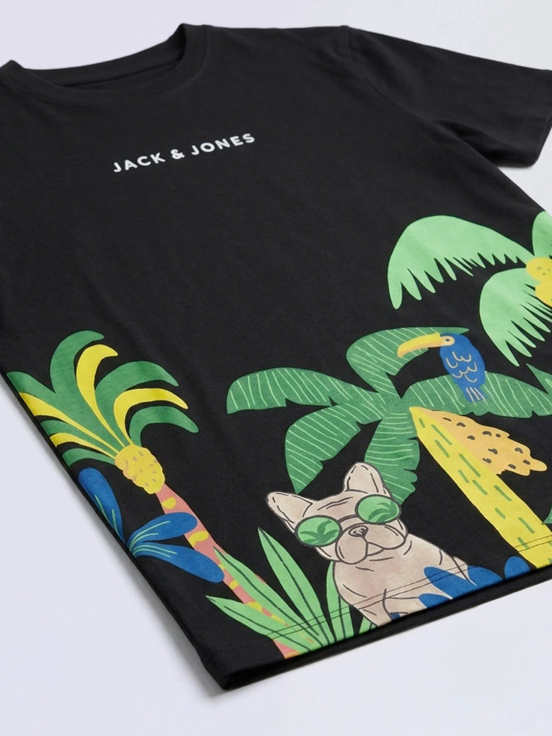 Boys Black Tropical Print T-shirt - Image 4