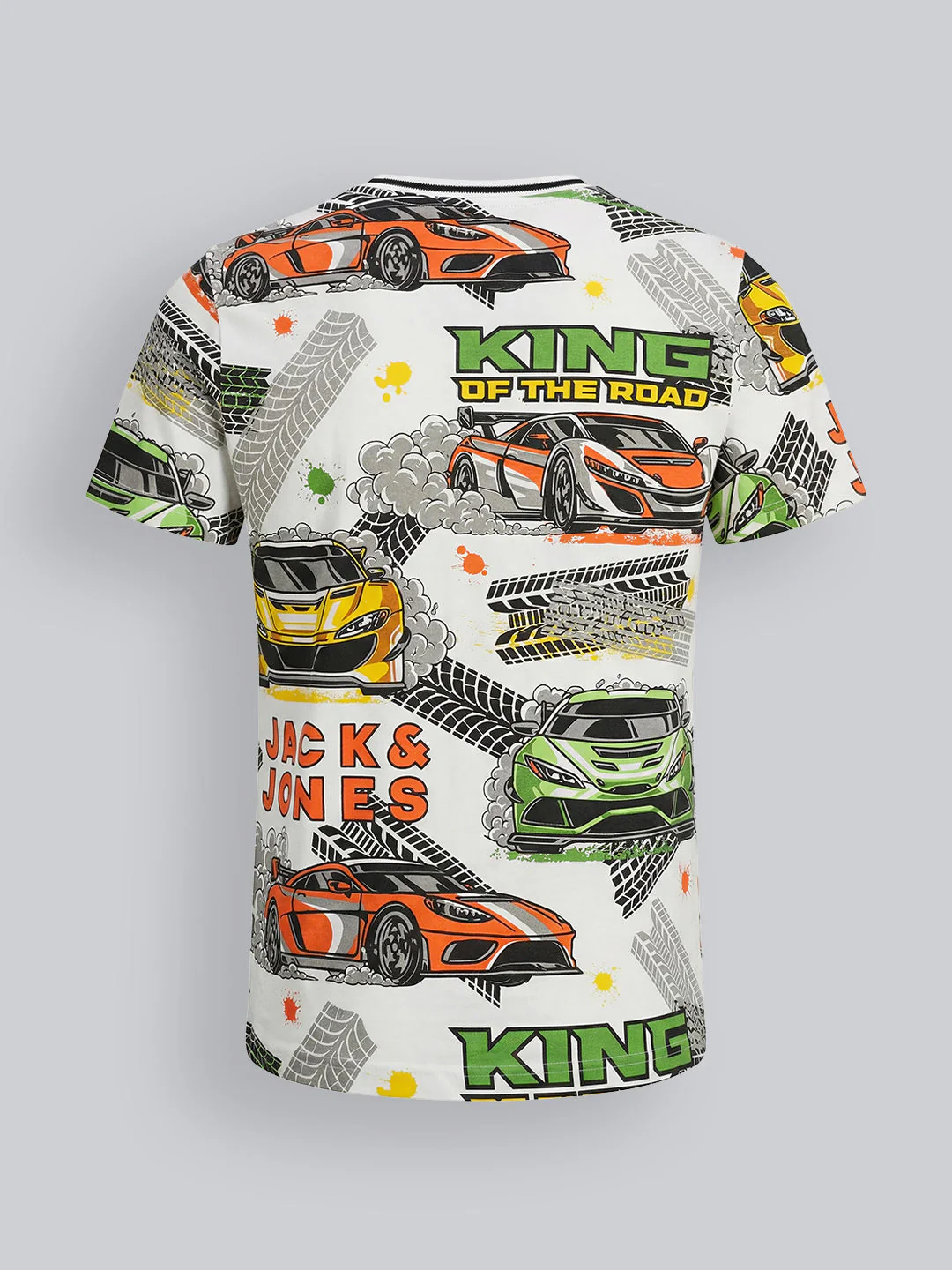 Boys White Printed Cotton T-shirt - Image 3