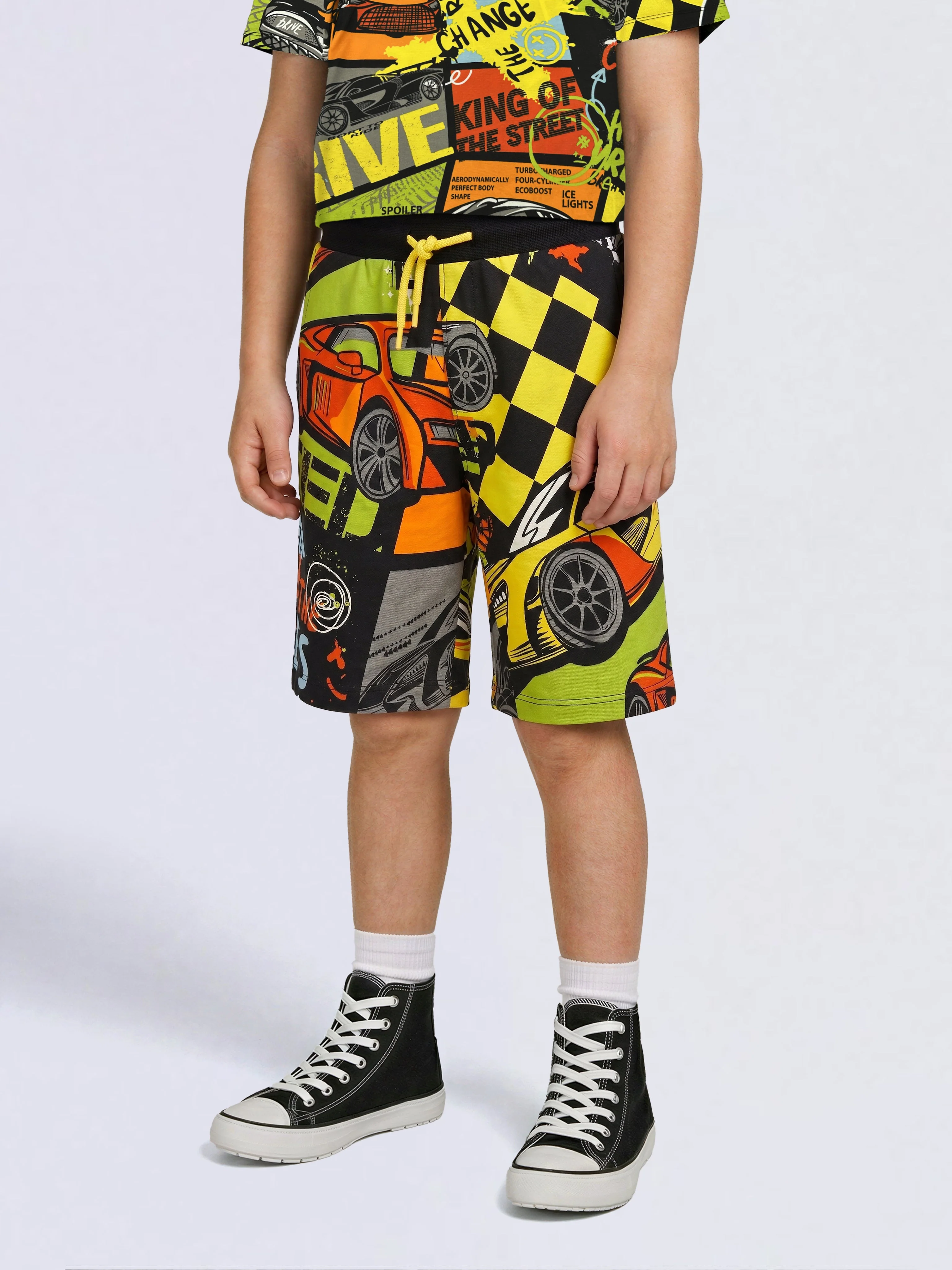 Boys Black Printed Shorts