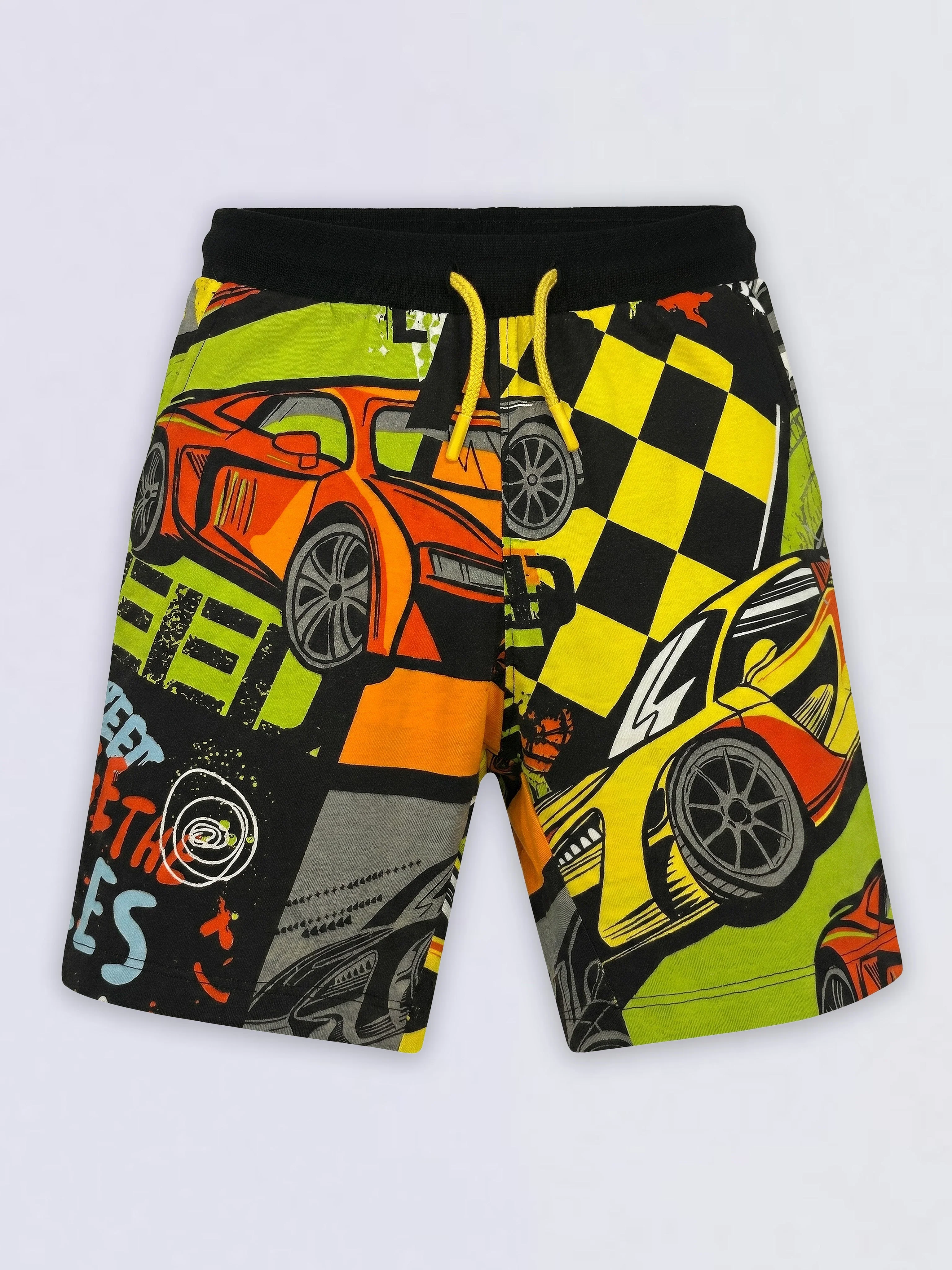 Boys Black Printed Shorts - Image 2