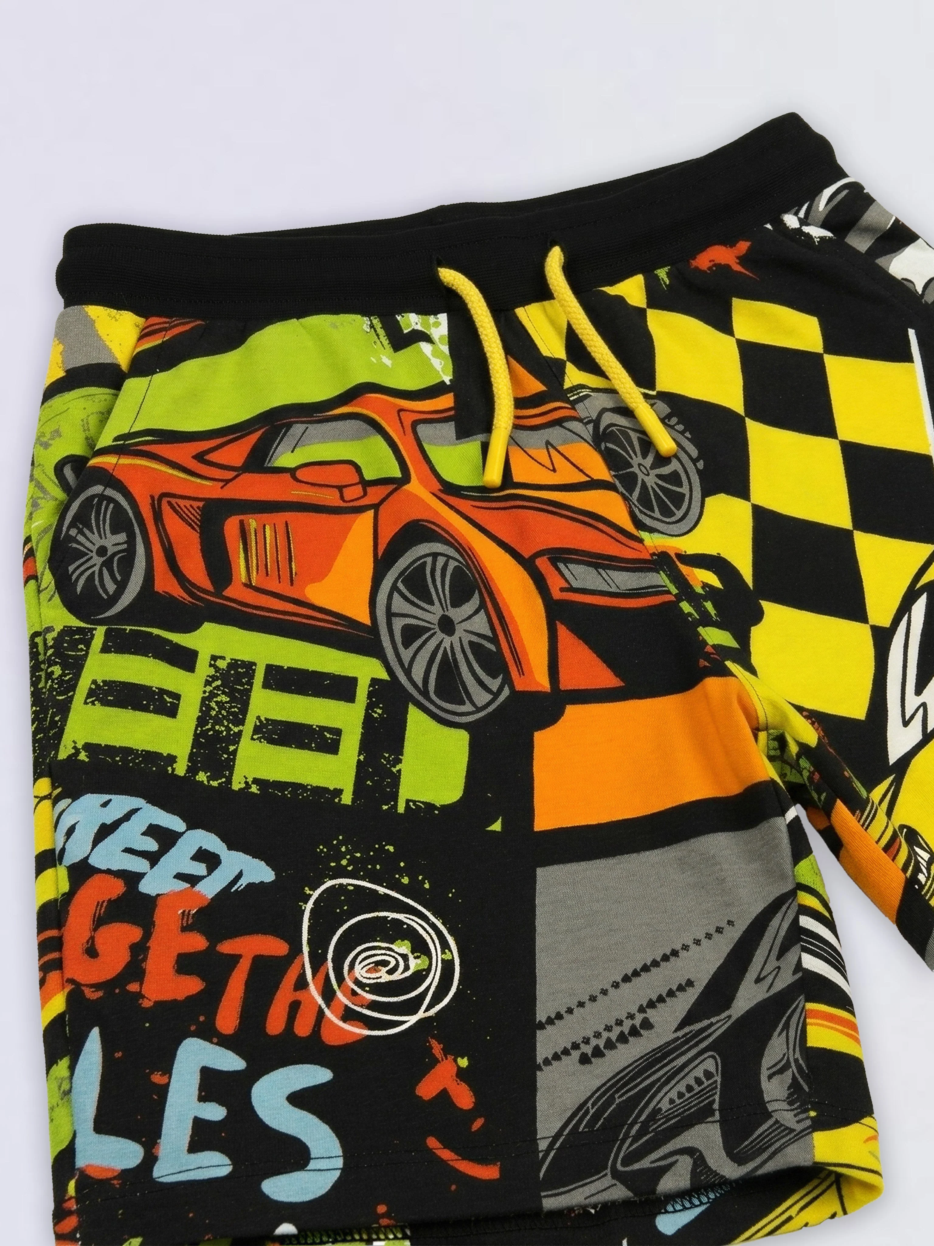 Boys Black Printed Shorts - Image 4