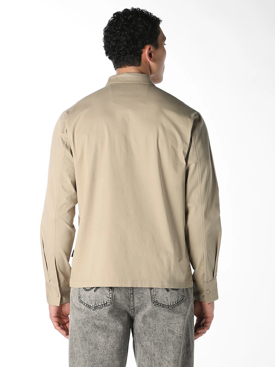 Beige Patch Pocket Oversized Shirt - Image 4
