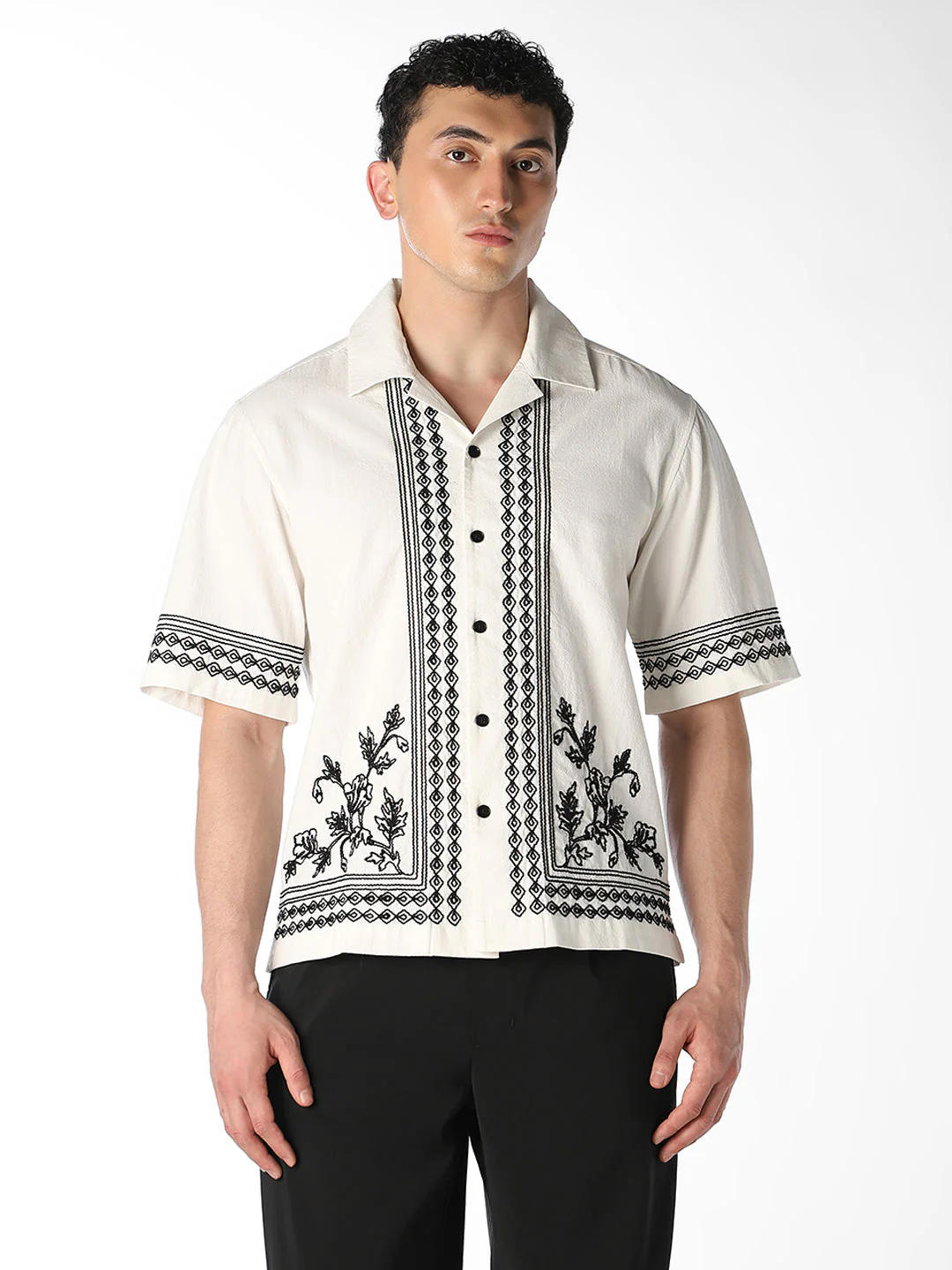 White Embroidered Oversized Shirt - Image 2