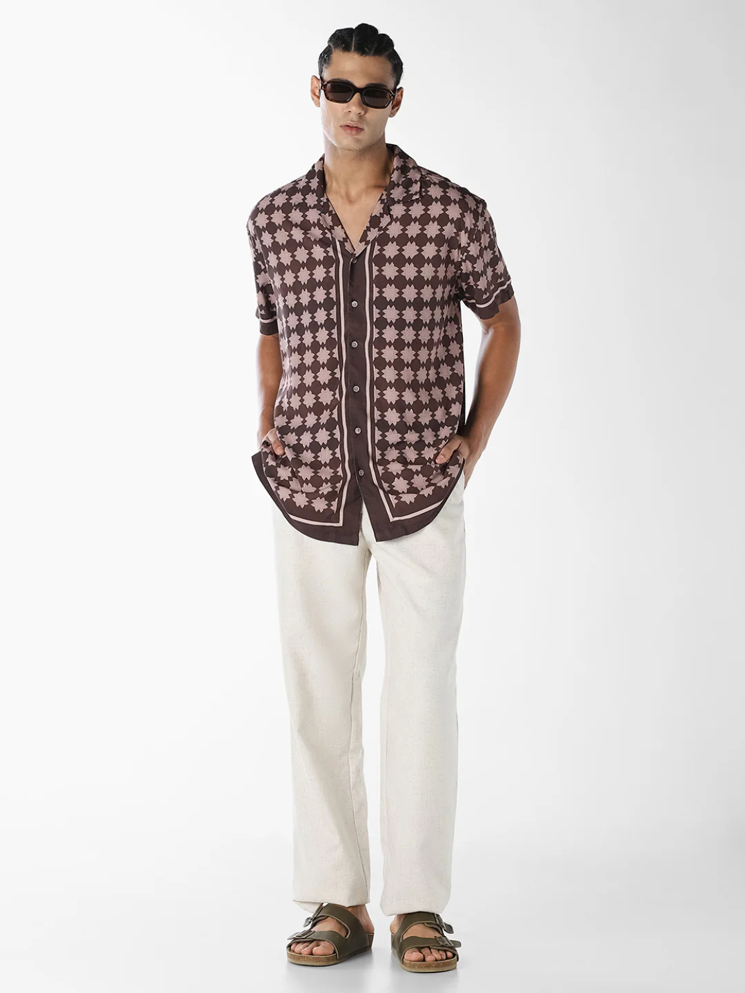 Brown Printed Comfort Fit Shirt - Image 6