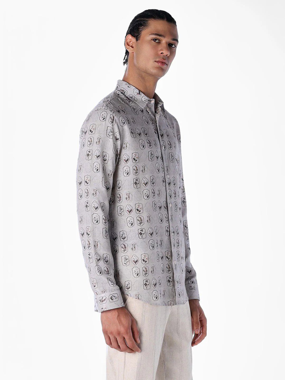 Linen Blend Printed Shirt - Image 3