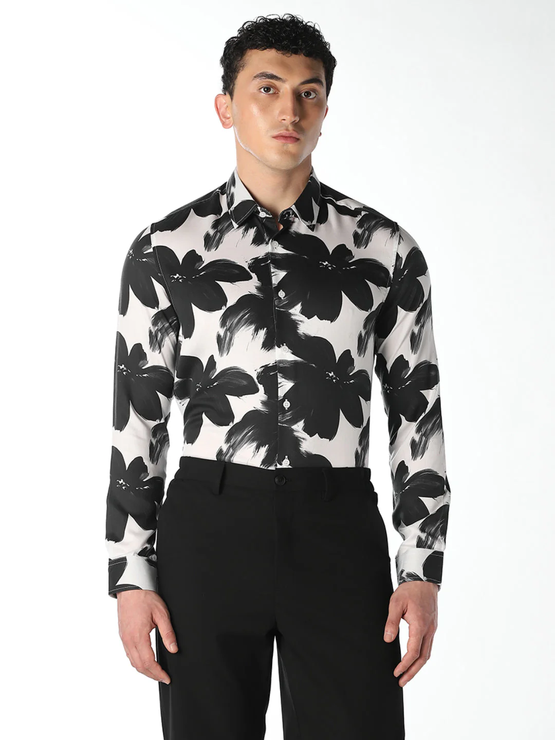 Slim Fit Cotton Floral Shirt - Image 2