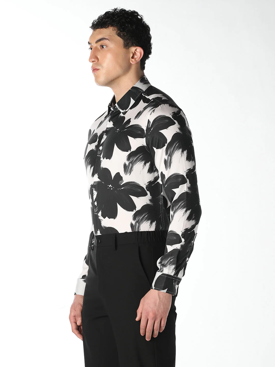 Slim Fit Cotton Floral Shirt - Image 3