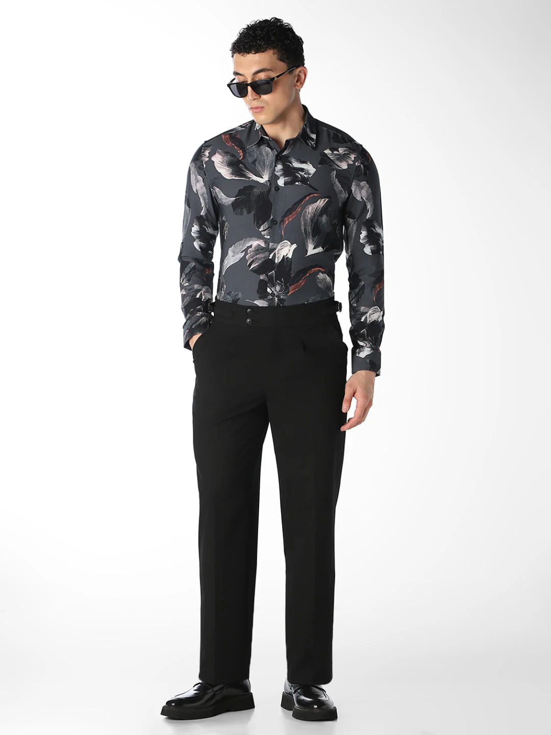 Dark Grey Printed Slim Fit Shirt - Image 6