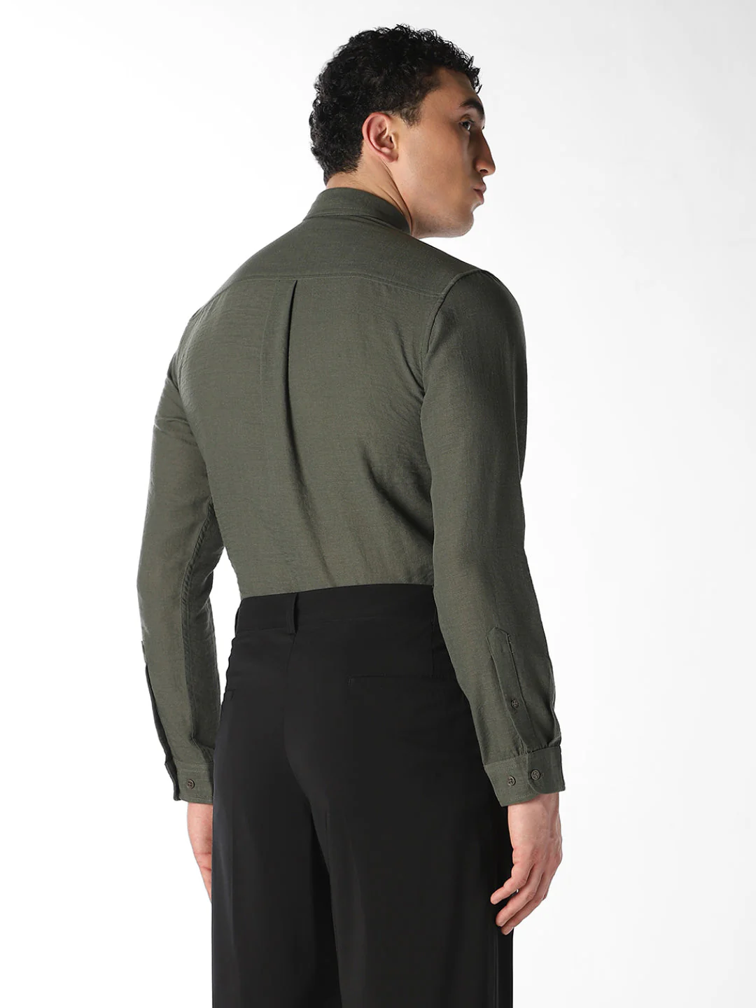 Olive Green Regular Fit Shirt - Image 4