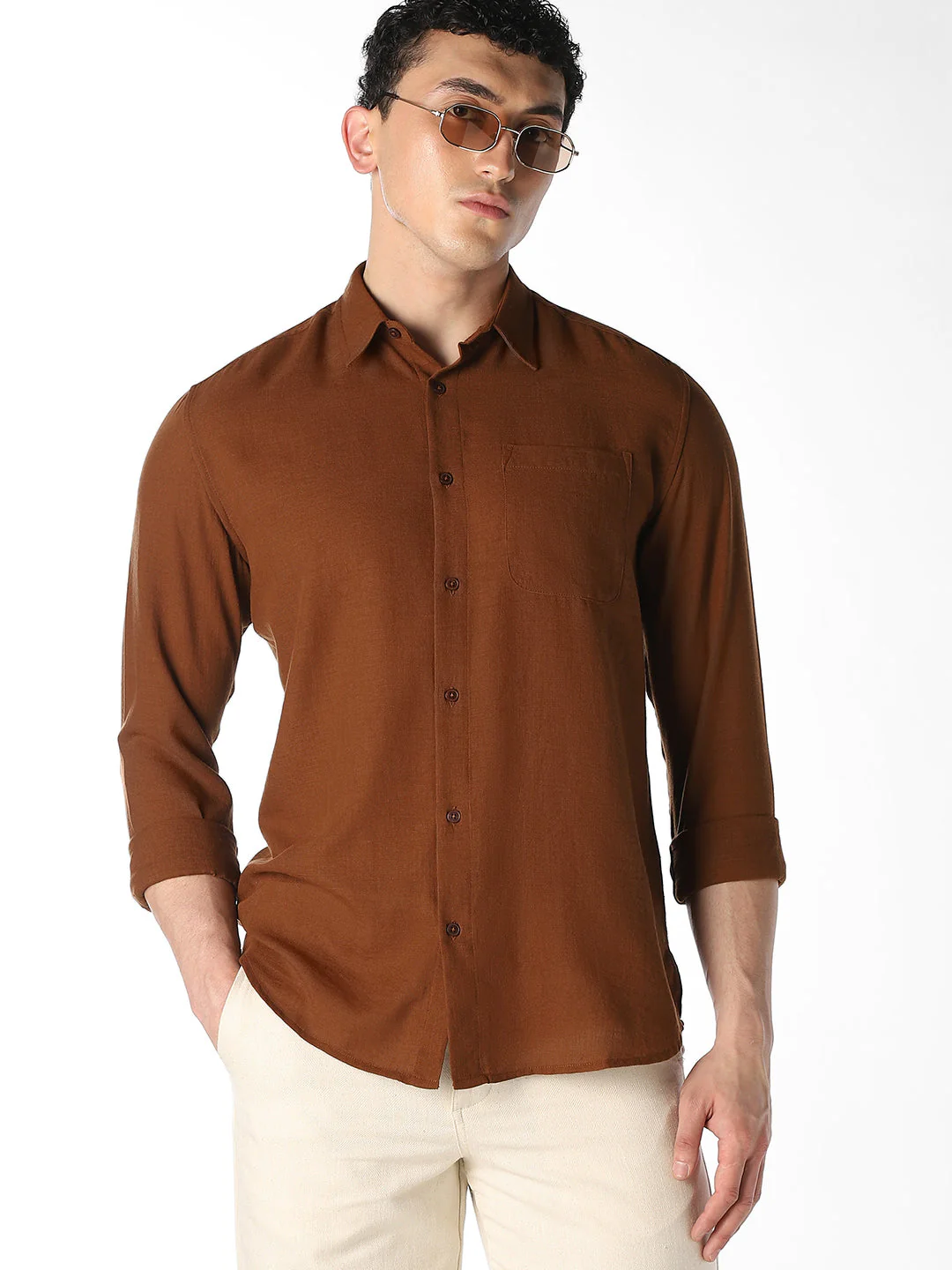 Dark Brown Regular Fit Shirt