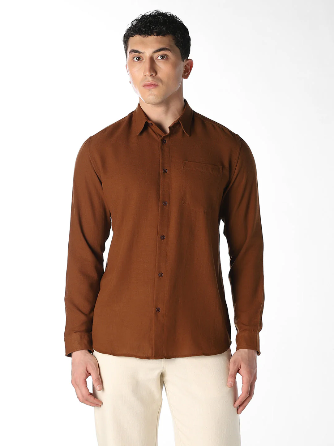 Dark Brown Regular Fit Shirt - Image 2