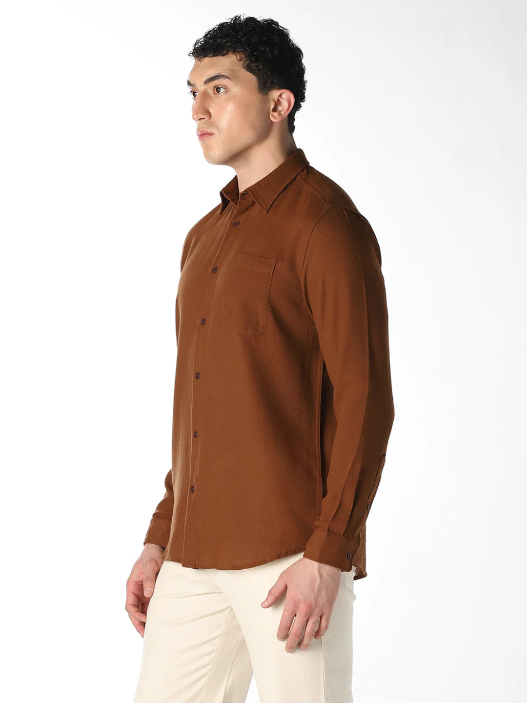 Dark Brown Regular Fit Shirt - Image 3