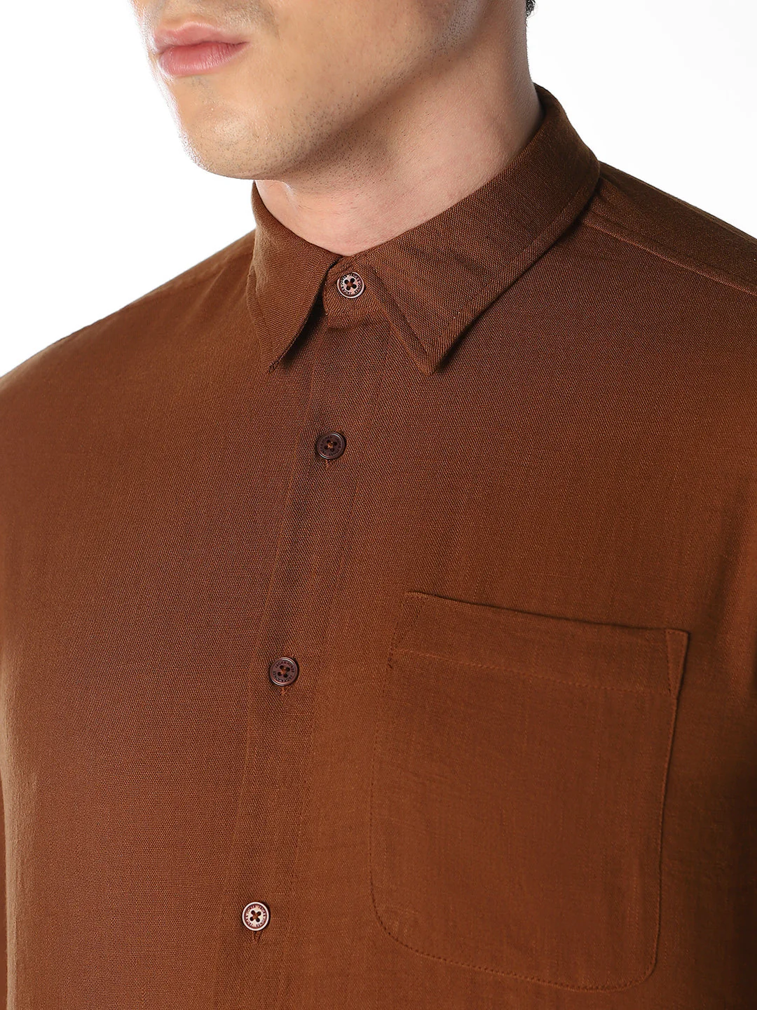 Dark Brown Regular Fit Shirt - Image 5