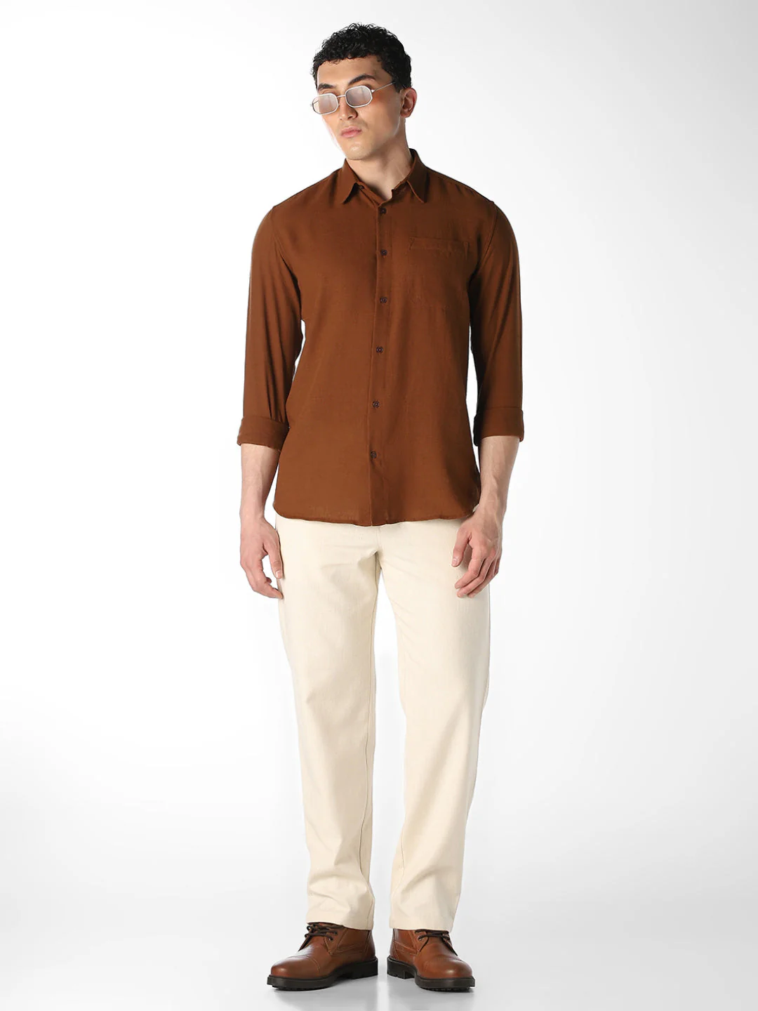 Dark Brown Regular Fit Shirt - Image 6