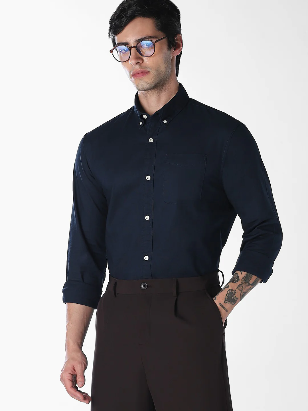 Men's Slim Fit Cotton Oxford Shirt With Button-Down Collar