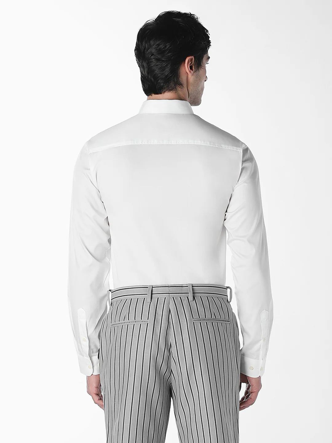 Men's White Cotton Slim Fit Solid Formal Shirt - Image 4