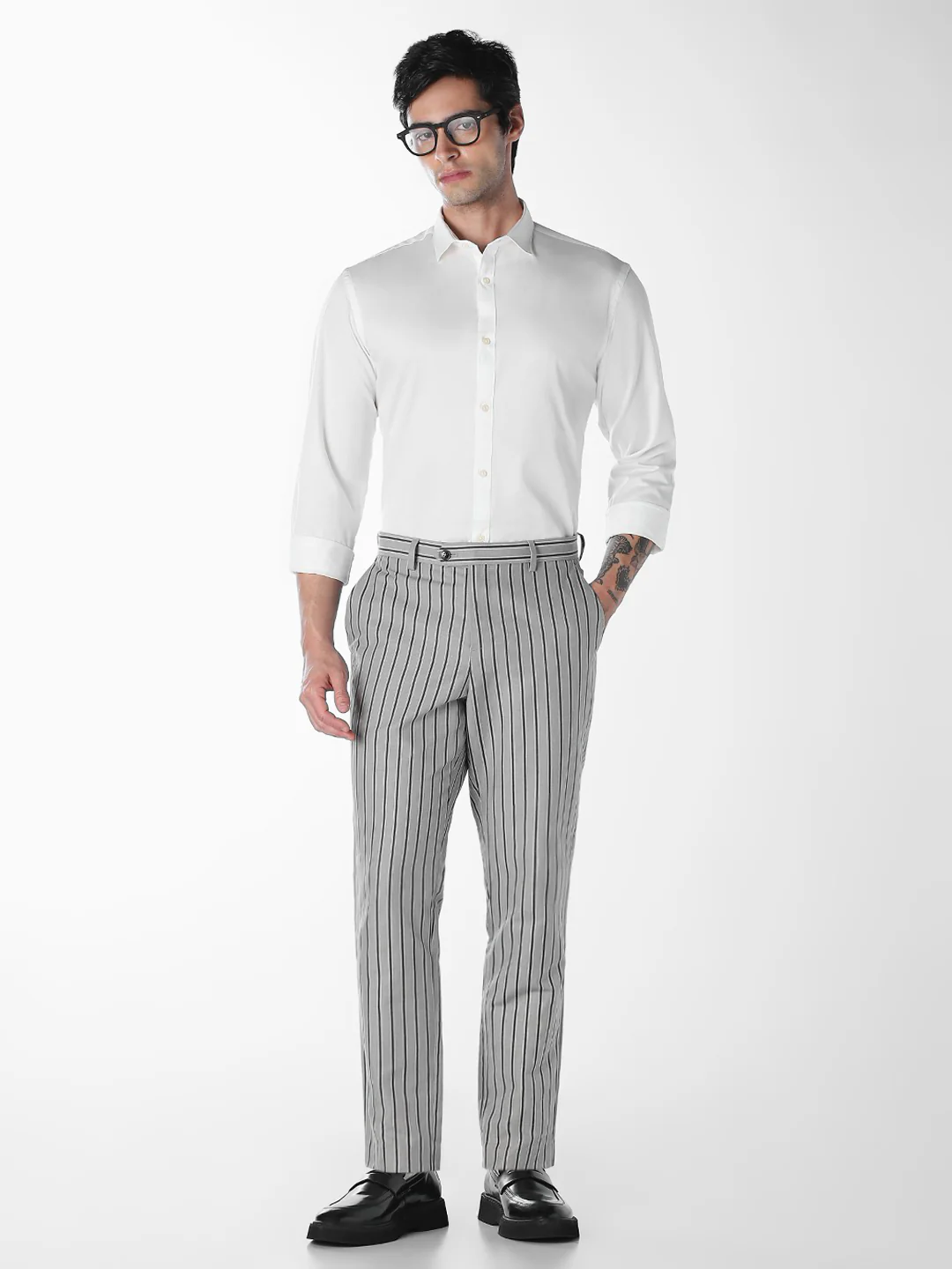 Men's White Cotton Slim Fit Solid Formal Shirt - Image 6
