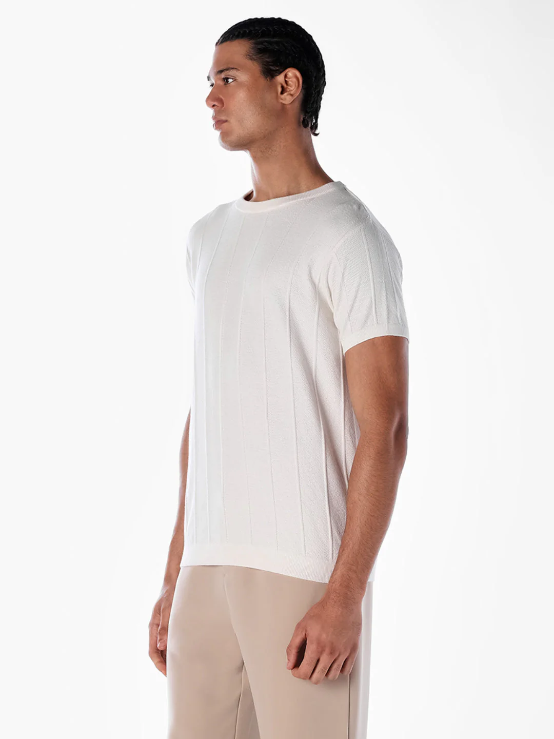 Jacquard Cotton T-shirt - White - Image 3