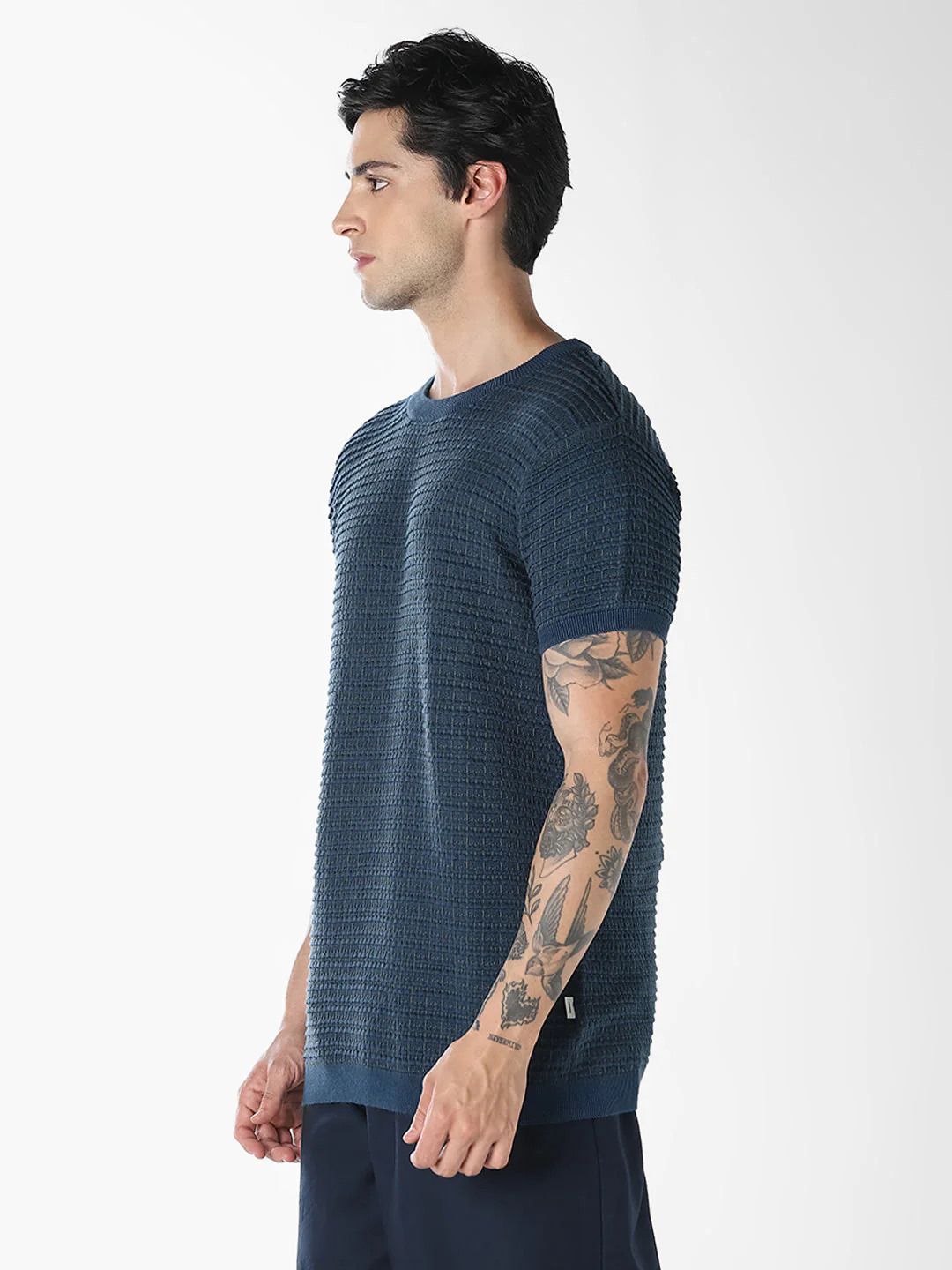Jacquard Cotton Crew Neck T-shirt - Image 3