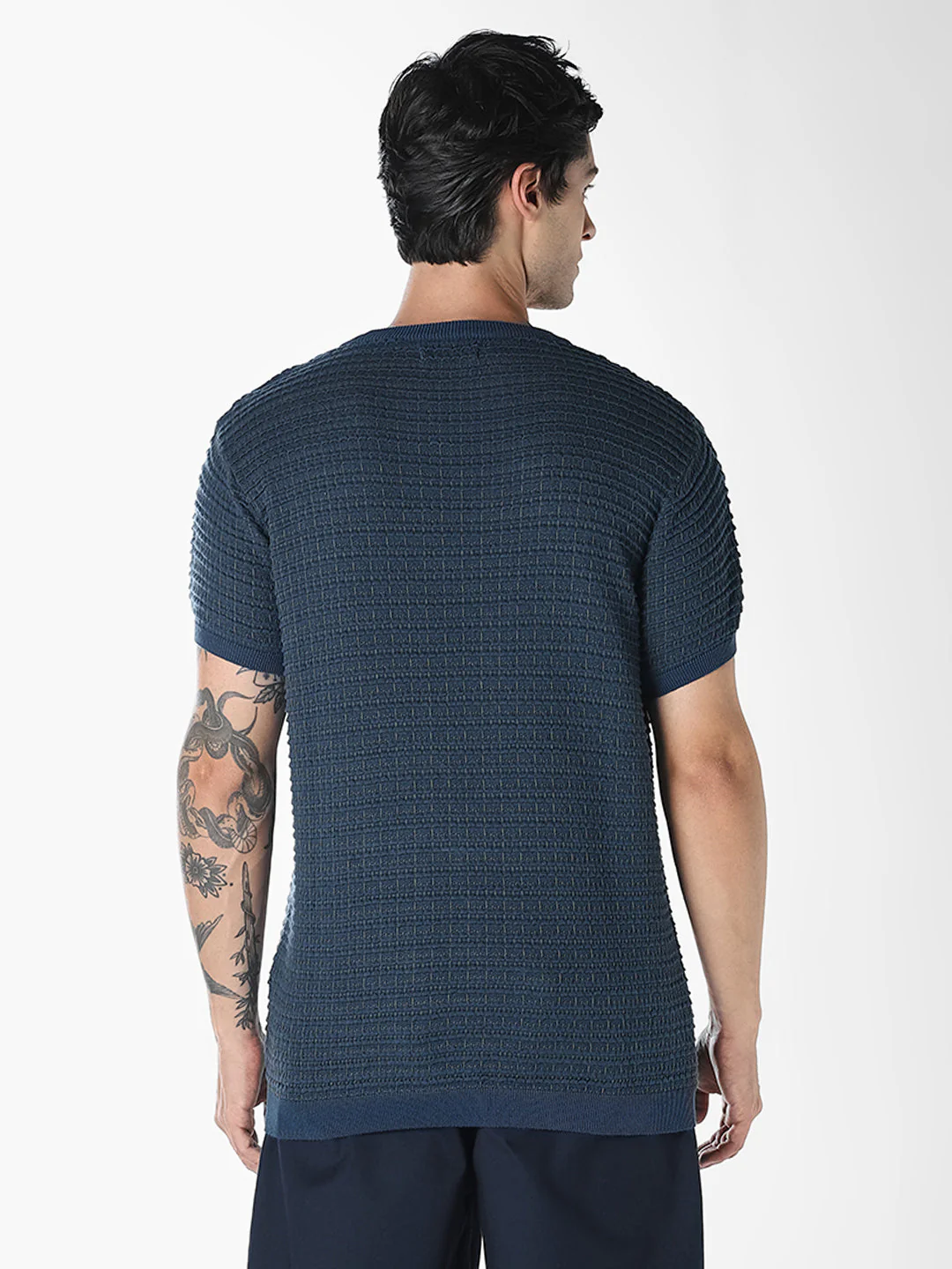 Jacquard Cotton Crew Neck T-shirt - Image 4
