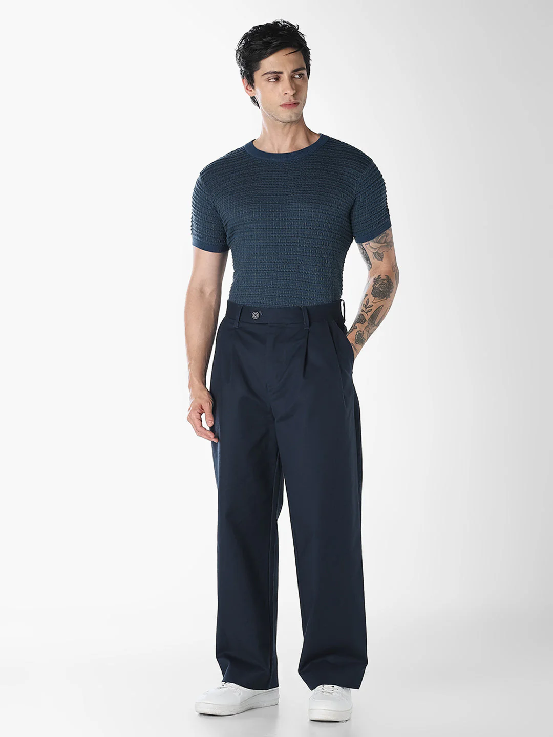 Jacquard Cotton Crew Neck T-shirt - Image 6
