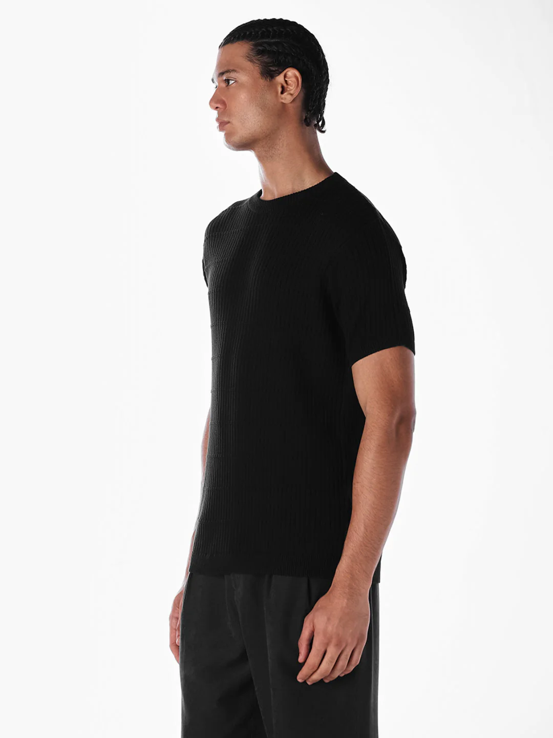 Jacquard Cotton Crew Neck T-shirt - Image 3
