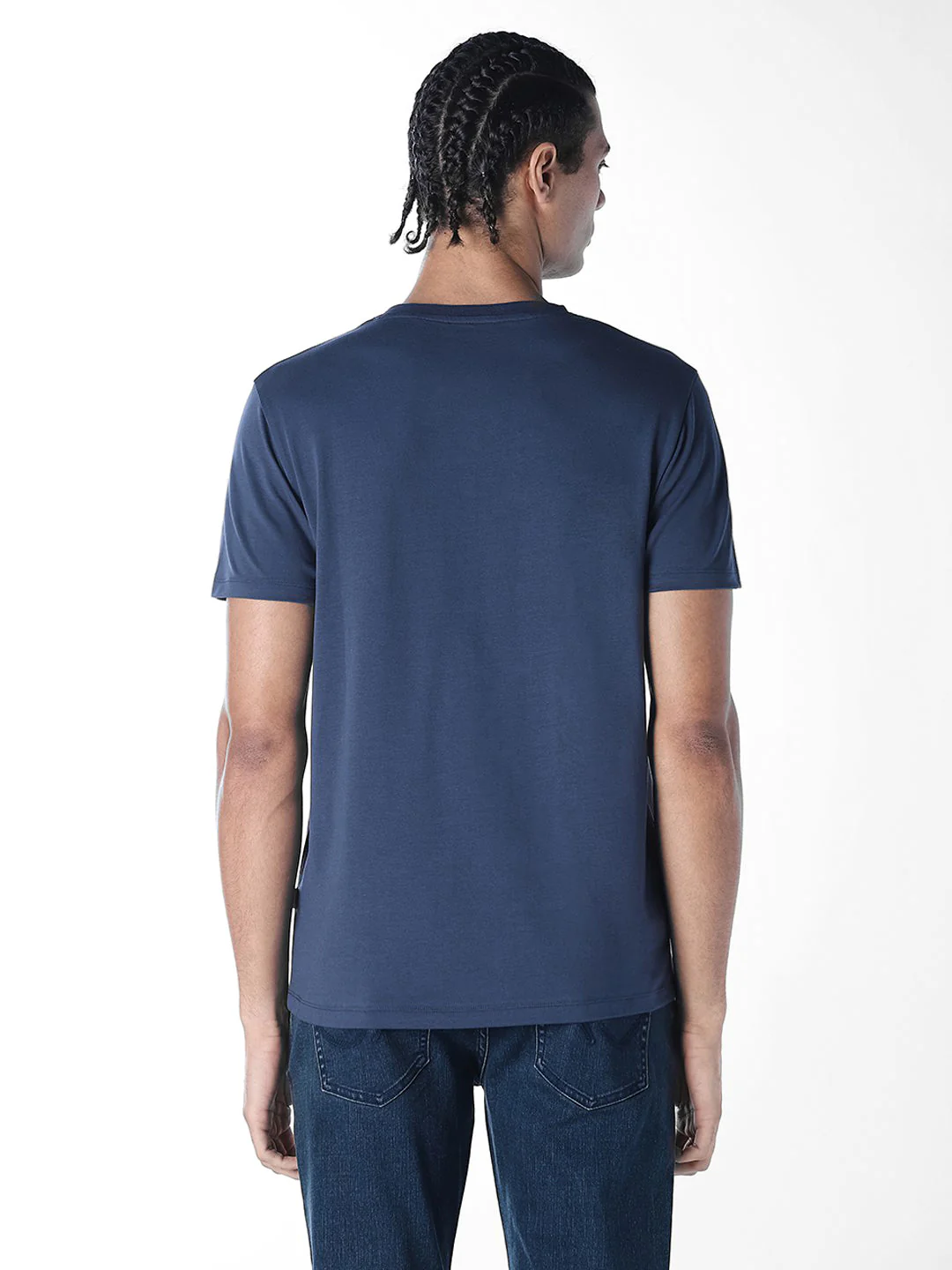 Dark Blue Crew Neck T-shirt - Image 4