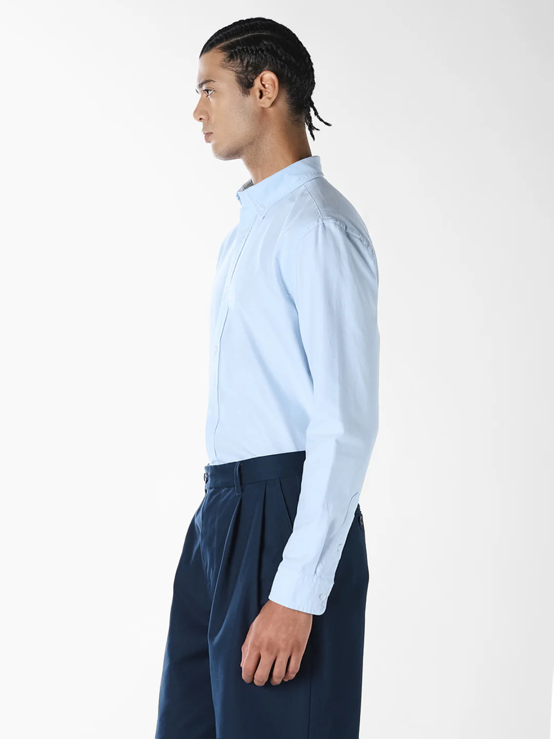 Blue Oxford Weave Cotton Shirt - Image 3