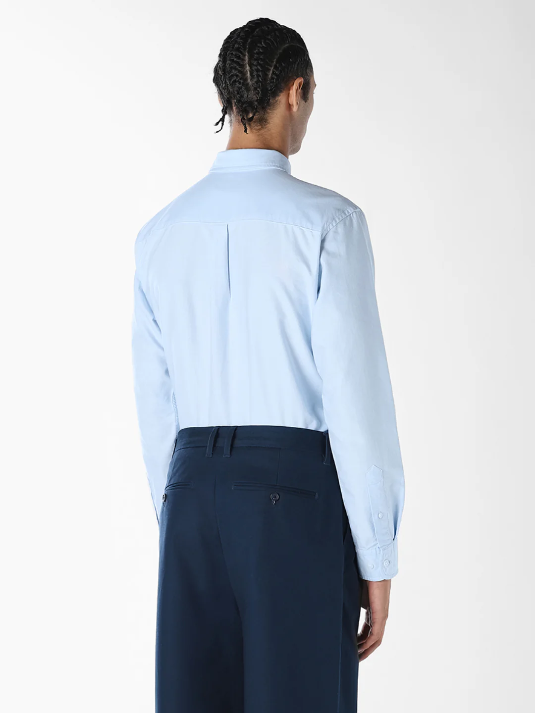 Blue Oxford Weave Cotton Shirt - Image 4