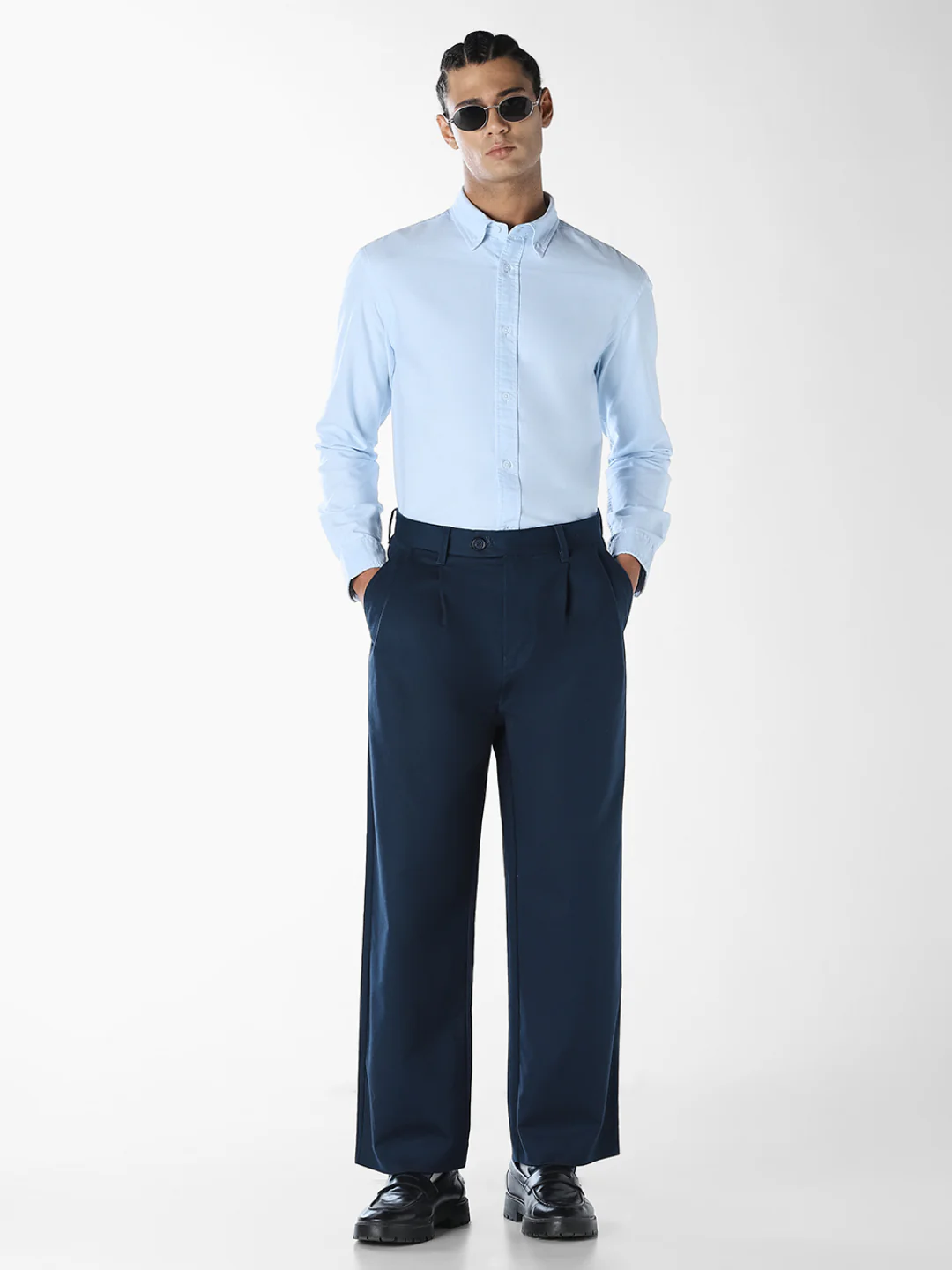 Blue Oxford Weave Cotton Shirt - Image 6