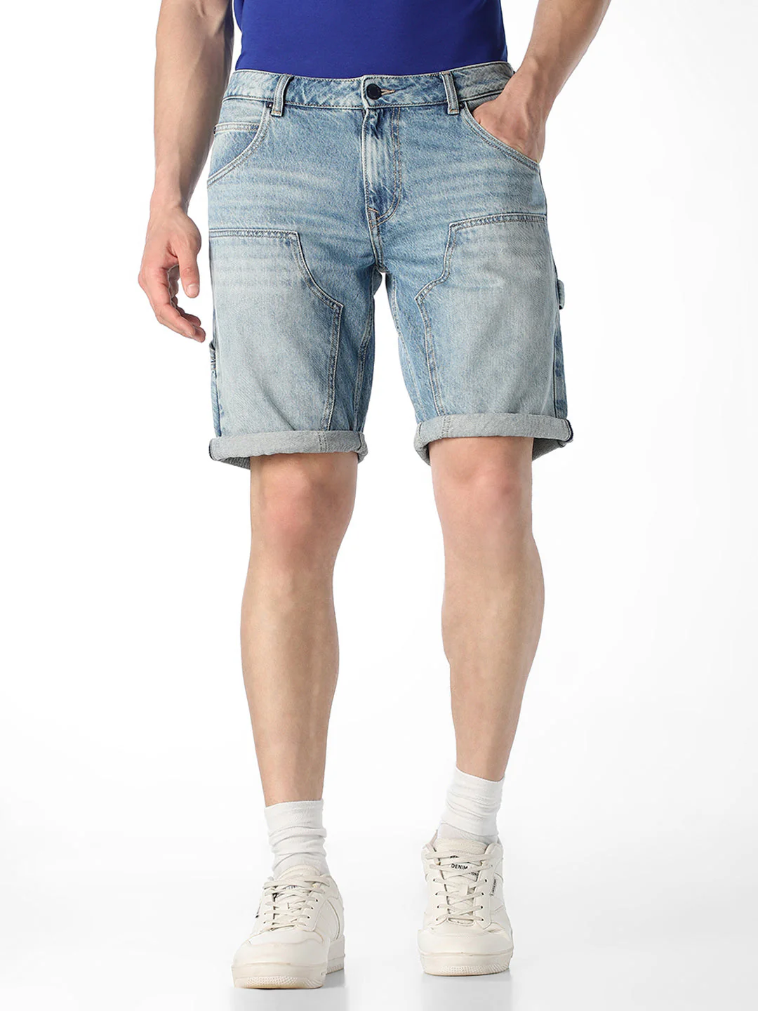 5 Pocket Panel Detailing Denim Shorts