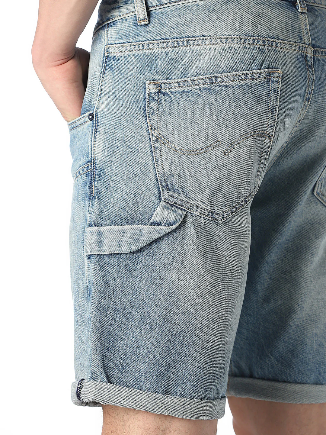 5 Pocket Panel Detailing Denim Shorts - Image 5