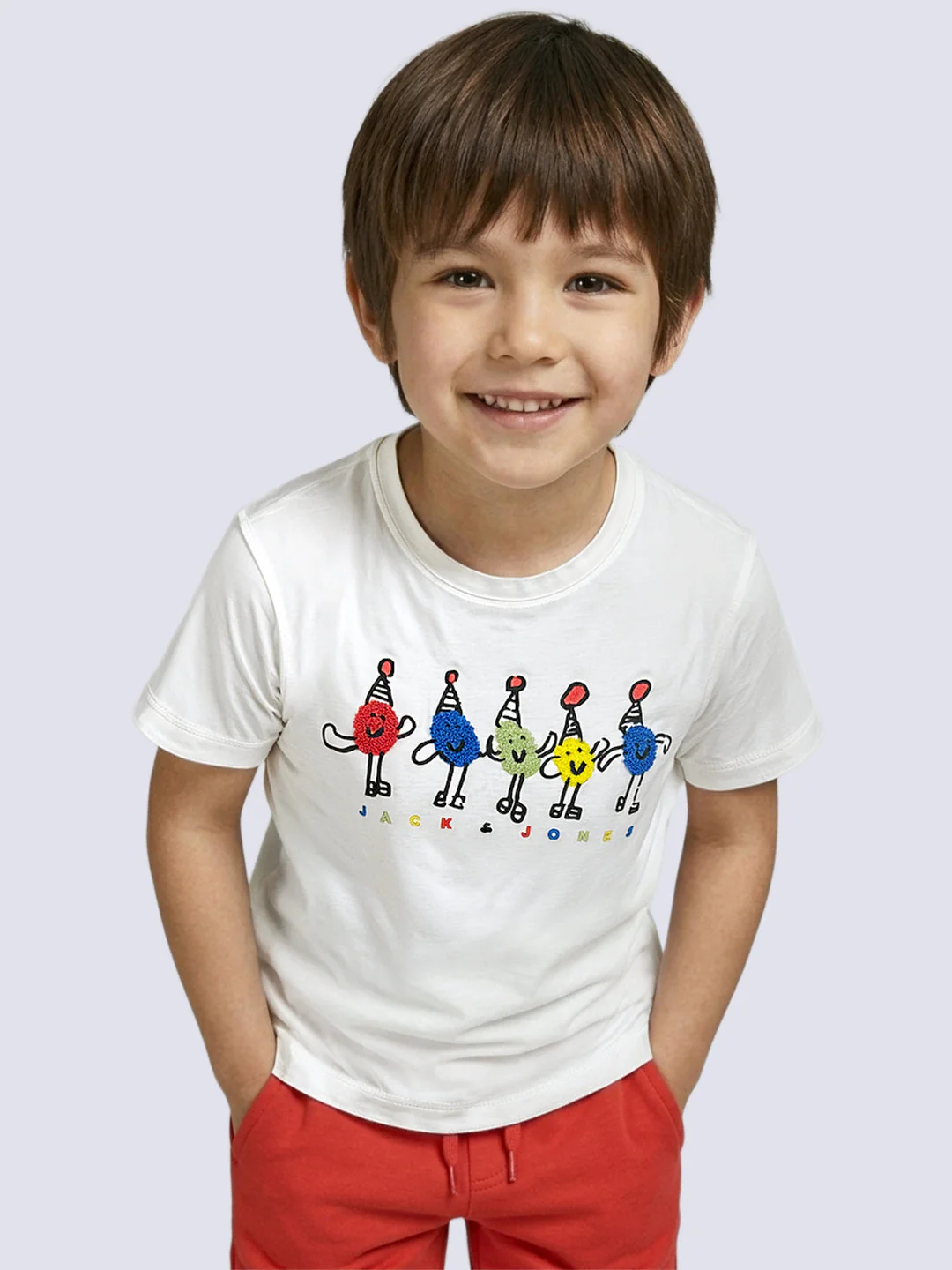Boys White Printed T-shirt