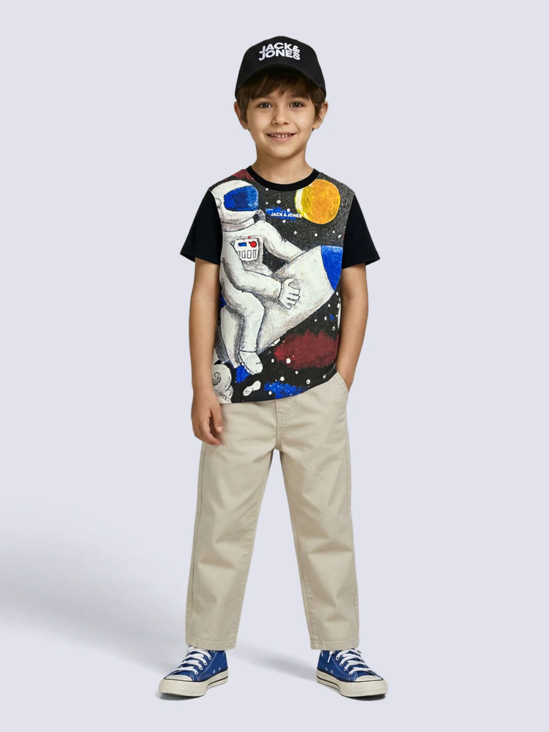 Boys Black Astronaut Print T-shirt - Image 5