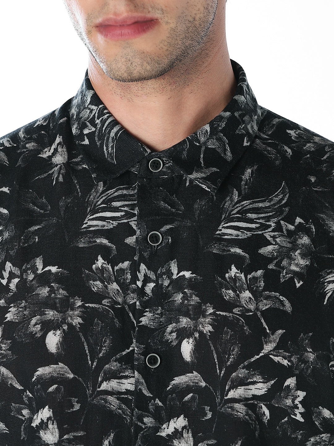 Black Floral Printed Shirt - Image 5