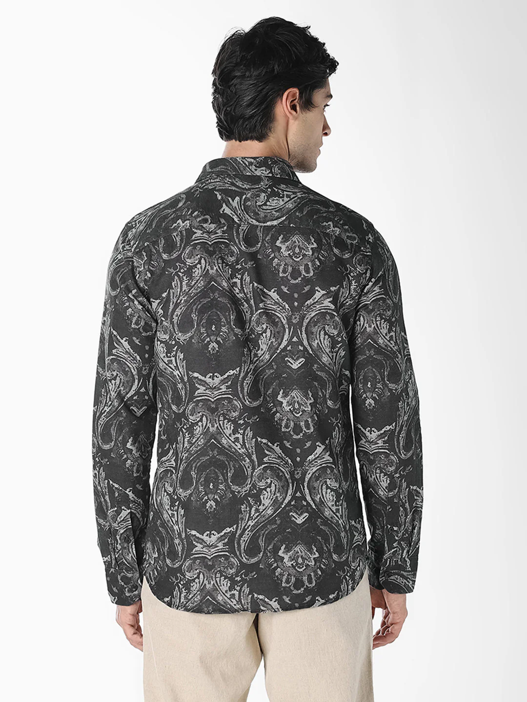Black Printed Regular Fit Shirt - Image 4