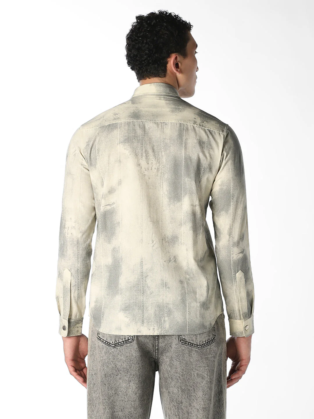 Beige Tie-Dye Print Shirt - Image 4