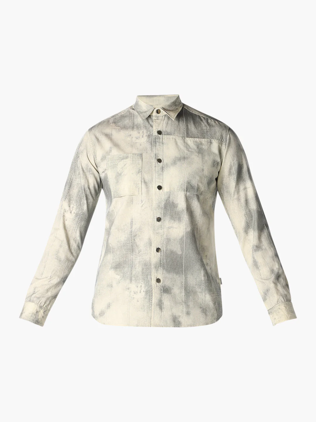 Beige Tie-Dye Print Shirt - Image 7
