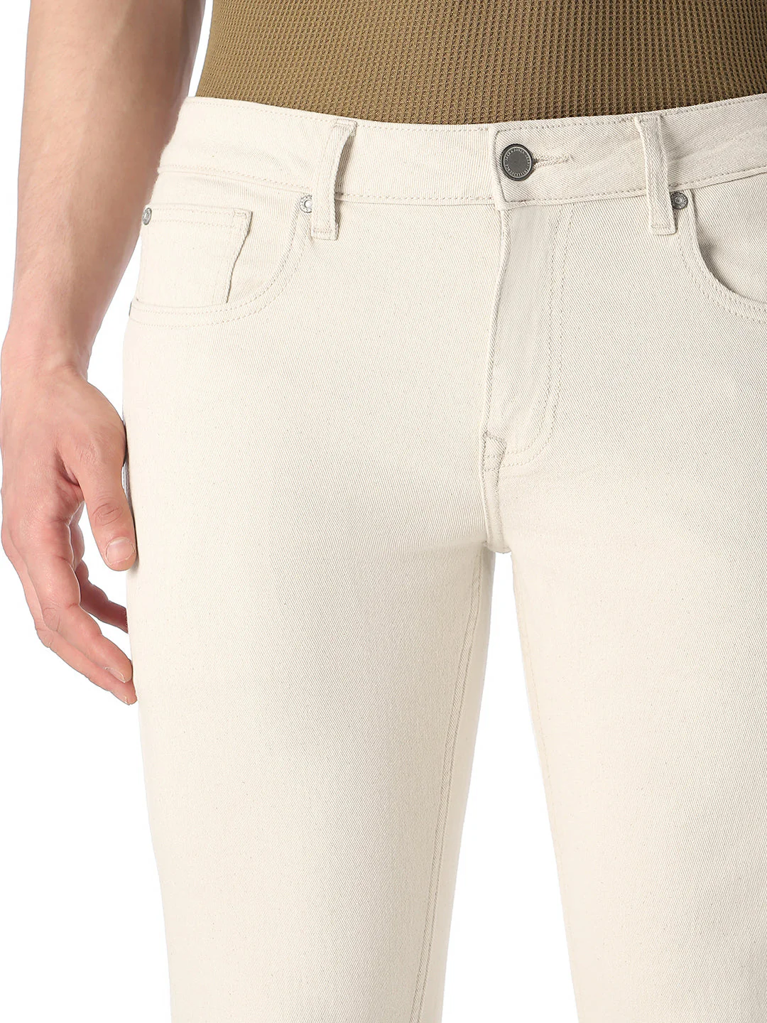 Beige 5 Pocket Glenn Slim Fit Jeans - Image 4