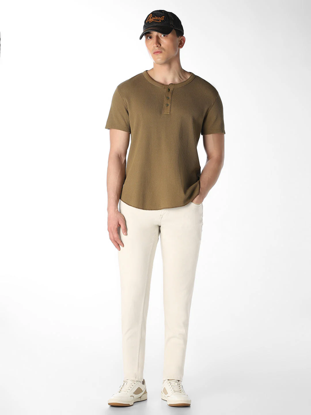 Beige 5 Pocket Glenn Slim Fit Jeans - Image 6