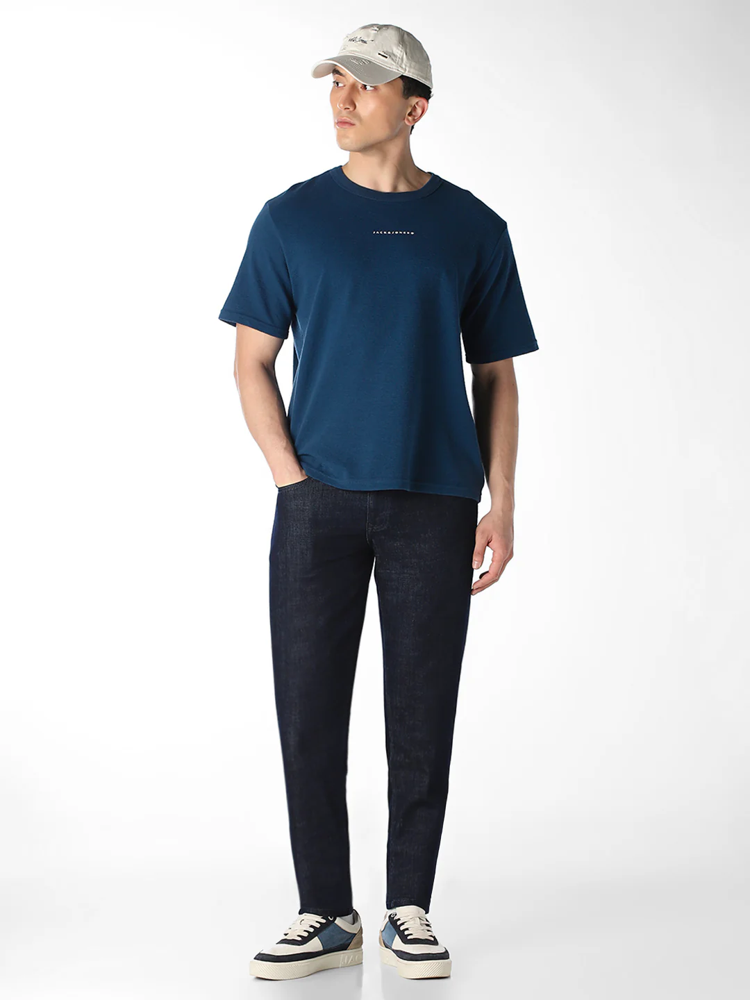 Men's Dark Blue Slim Fit Cotton Jeans With Zip Fly - Image 6