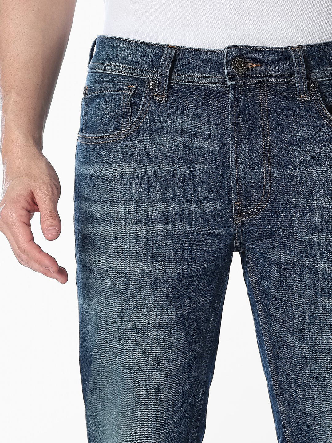 Men's Medium Blue Skinny Fit Low Rise Jeans - Image 4